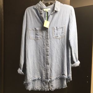 Denim look alike tunic button down